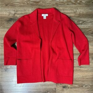 Magaschoni Red Open-Front Cardigan with Patch Pockets